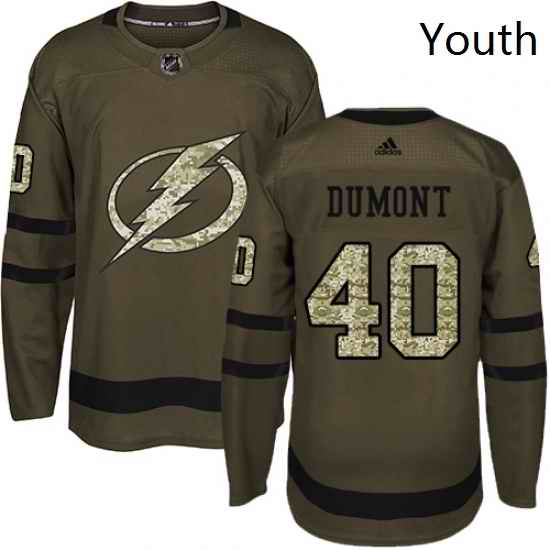 Youth Adidas Tampa Bay Lightning 40 Gabriel Dumont Authentic Green Salute to Service NHL Jersey